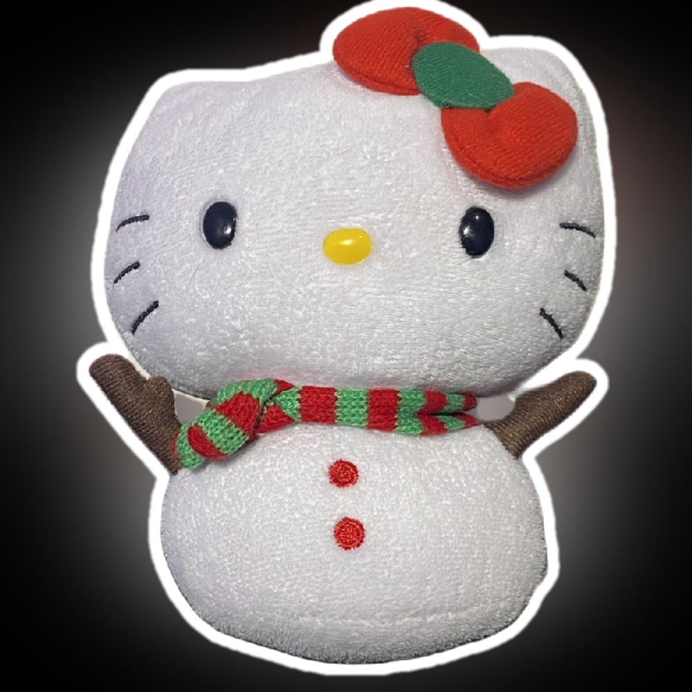 hello kitty y2k vintage christmas snowman kitty ty beanie baby ₊˚⊹ ᰔ